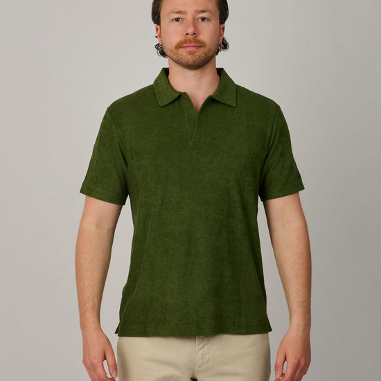 MC2 Saint Barth Jeremy buttonless polo in Military Green