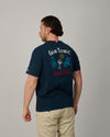Model achterkant van MC2 Saint Barth Portland Gin Tonic heren T-shirt met print en geborduurde rugprint bij Checkpoint Mol