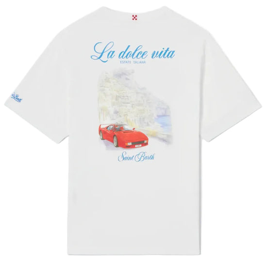 MC2 Saint Barth Portland La Dolce Vita heren T-shirt met rode backprint en ferrari -illustratie bij Checkpoint Mol