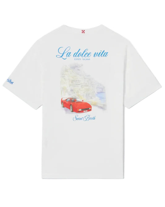 MC2 Saint Barth Portland La Dolce Vita heren T-shirt met rode backprint en ferrari -illustratie bij Checkpoint Mol