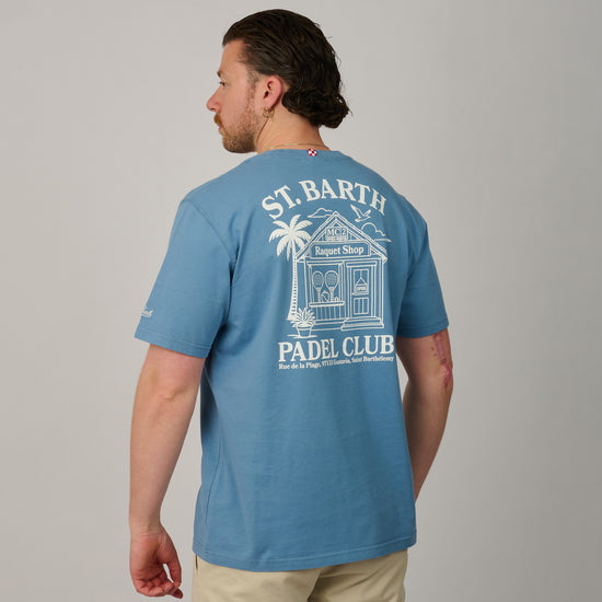 MC2 Saint Barth Portland Padel Club heren T-shirt in dusty blue bij Checkpoint MolBackprint op model
