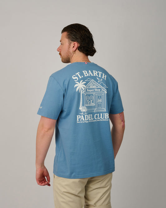MC2 Saint Barth Portland Padel Club heren T-shirt in dusty blue bij Checkpoint MolBackprint op model