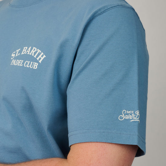 MC2 Saint Barth Portland Padel Club heren T-shirt in dusty blue bij Checkpoint Mol Front Detail o pmodel