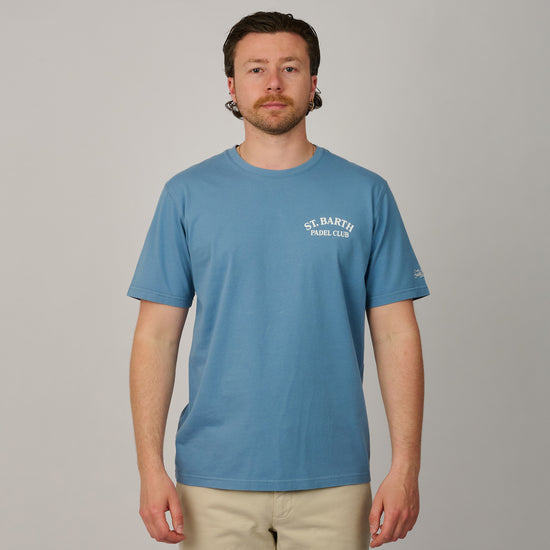 model van MC2 Saint Barth Portland Padel Club heren T-shirt in dusty blue bij Checkpoint Mol