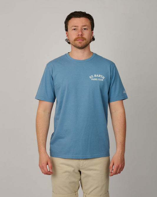 model van MC2 Saint Barth Portland Padel Club heren T-shirt in dusty blue bij Checkpoint Mol