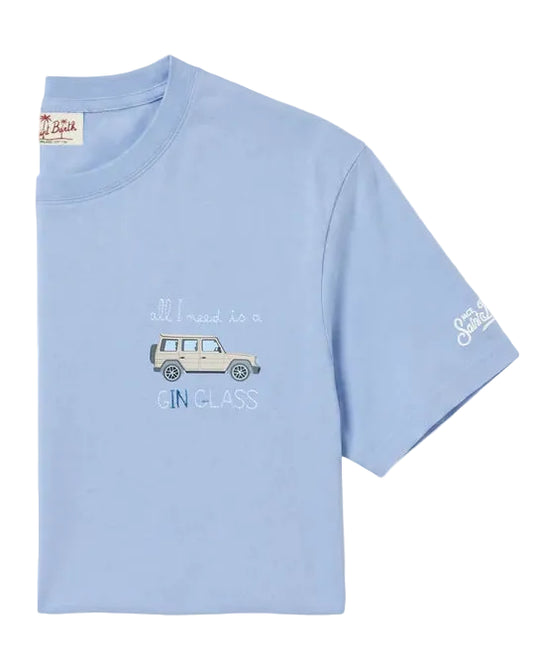 opgevouwen MC2 Saint Barth Portofino G-in Class T-shirt in lichtblauw bij checkpoint