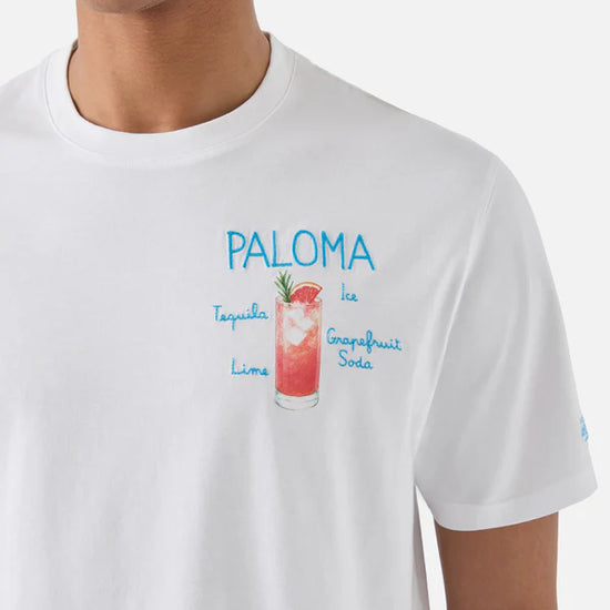 Front van MC2 Saint Barth Portofino Paloma heren T-shirt met cocktailborduurwerk bij Checkpoint Mol