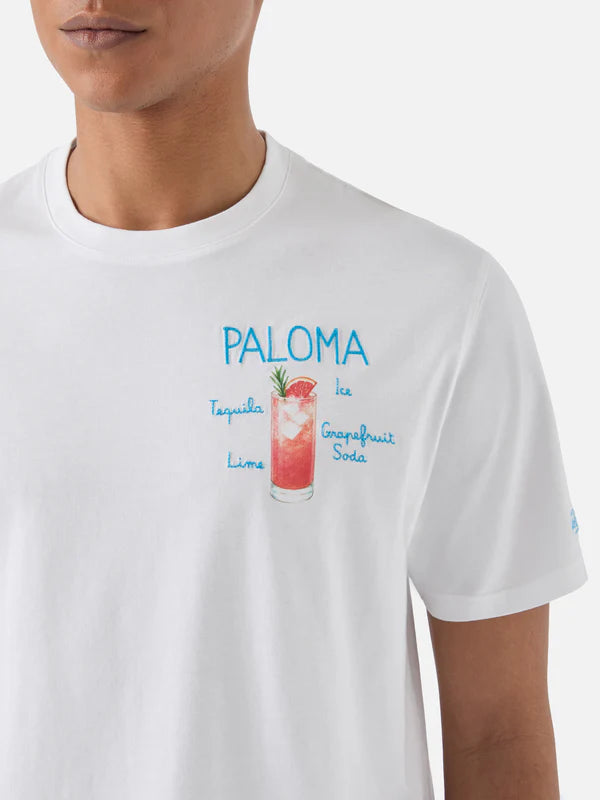 Front van MC2 Saint Barth Portofino Paloma heren T-shirt met cocktailborduurwerk bij Checkpoint Mol