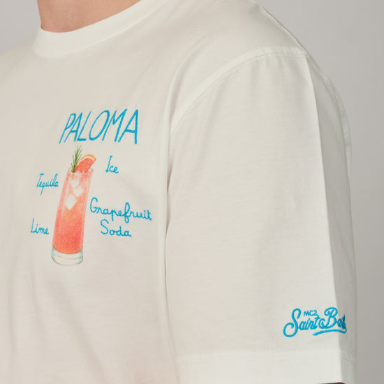 Paloma tshirt detail vMC2 Saint Barth Portofino Paloma heren T-shirt met cocktailborduurwerk bij Checkpoint Mol