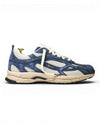 zijaanzicht packshot van Mercer The Re-Run Desert 2.0 Blue/Blue unisex sneaker bij Checkpoint Mol, productcode ME262007-655