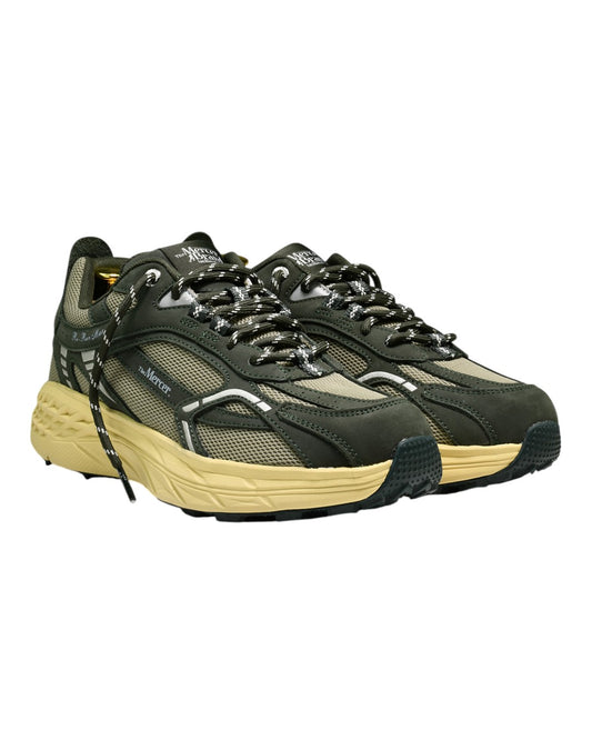 Mercer The Re-Run MAX Army Green sneaker met chunky zool en verschillende groentinten