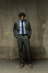Mos Mosh Gallery Jones broek Dark Green gecombineerd met James single-breasted Dynamic Luxe blazer volledige outfit
