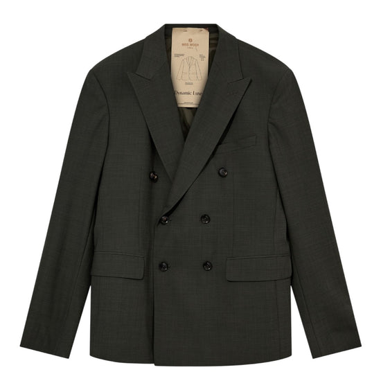 Mos Mosh Lui Dynamic Luxe Double Breasted Blazer in Dark Green bij Checkpoint Mol