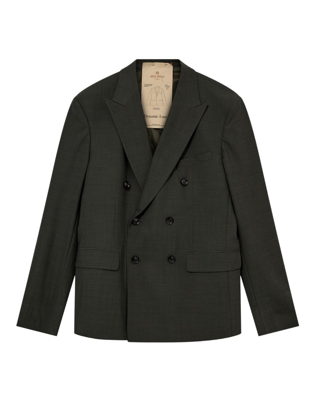 Mos Mosh Lui Dynamic Luxe Double Breasted Blazer in Dark Green bij Checkpoint Mol