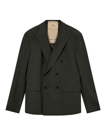 Mos Mosh Lui Dynamic Luxe Double Breasted Blazer in Dark Green bij Checkpoint Mol