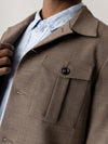 Voorkant van de Mos Mosh Gallery Jacob Dynamic Luxe Overshirt in Falcon Beige