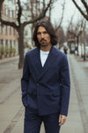 Mos Mosh Gallery Dynamic Luxe set in Navy met double-breasted blazer en broek zonder bandplooi