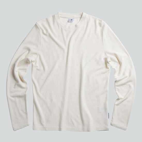 NN.07 Clive 3323 Wafel Longsleeve Egg White – vooraanzicht | Checkpoint Mol