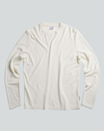 NN.07 Clive 3323 Wafel Longsleeve Egg White – vooraanzicht | Checkpoint Mol