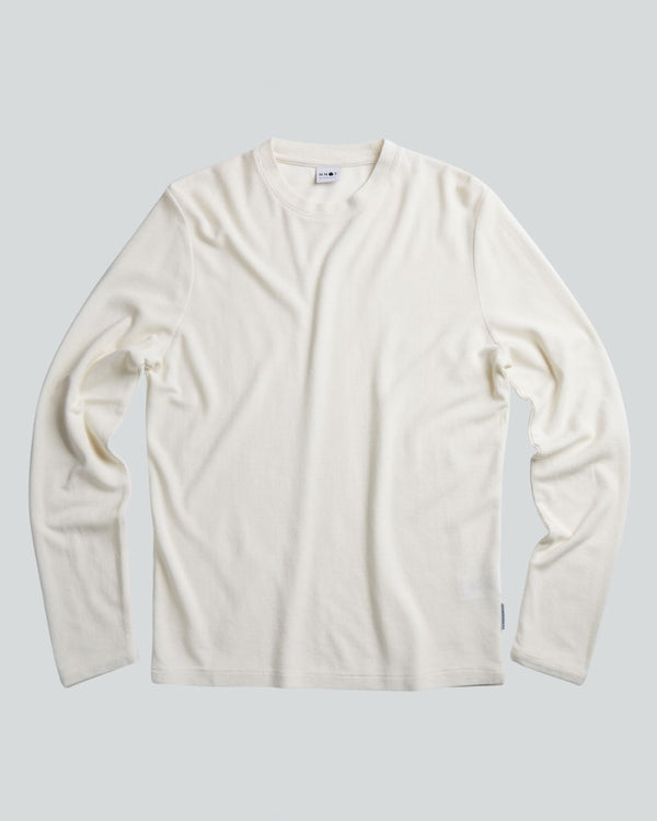 NN.07 Clive 3323 Wafel Longsleeve Egg White – vooraanzicht | Checkpoint Mol