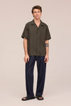 NN.07 Julio 5708 Shirt Linen Open Collar Dark Army