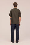NN.07 Julio 5708 Shirt Linen Open Collar Dark Army