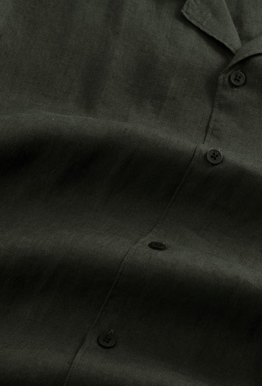 NN.07 Julio 5708 Shirt Linen Open Collar Dark Army