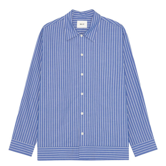 Aqua Stripe Reed Pima Cotton Relaxed Fit Shirt