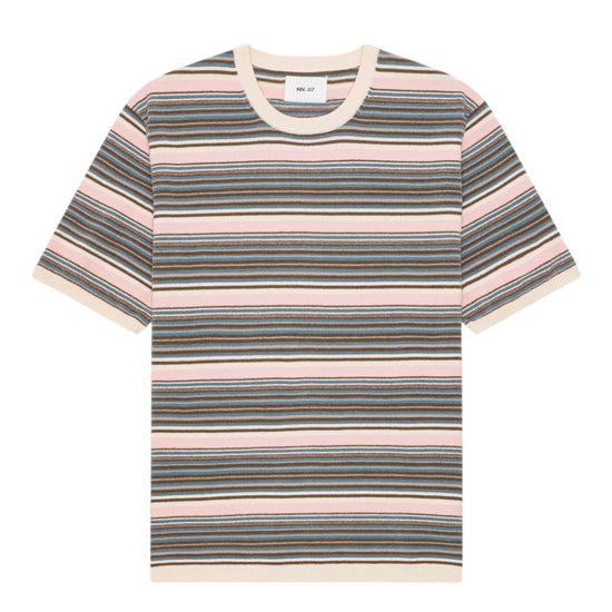 NN.07 Danny 60059 Chenille Knit T-shirt in Multi Stripe bij Checkpoint Mol
