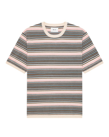 NN.07 Danny 60059 Chenille Knit T-shirt in Multi Stripe bij Checkpoint Mol