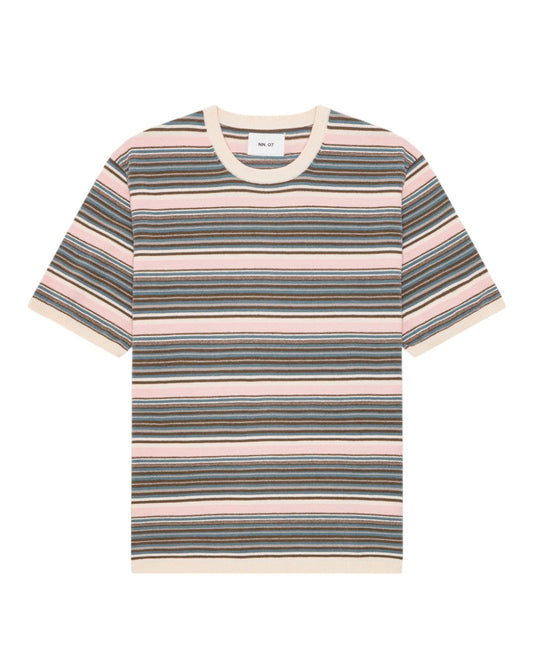 NN.07 Danny 60059 Chenille Knit T-shirt in Multi Stripe bij Checkpoint Mol