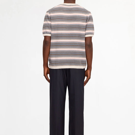 NN.07 Danny 60059 Ultrasoft Chenille Knit T-shirt in Multi Stripe bij Checkpoint Mol