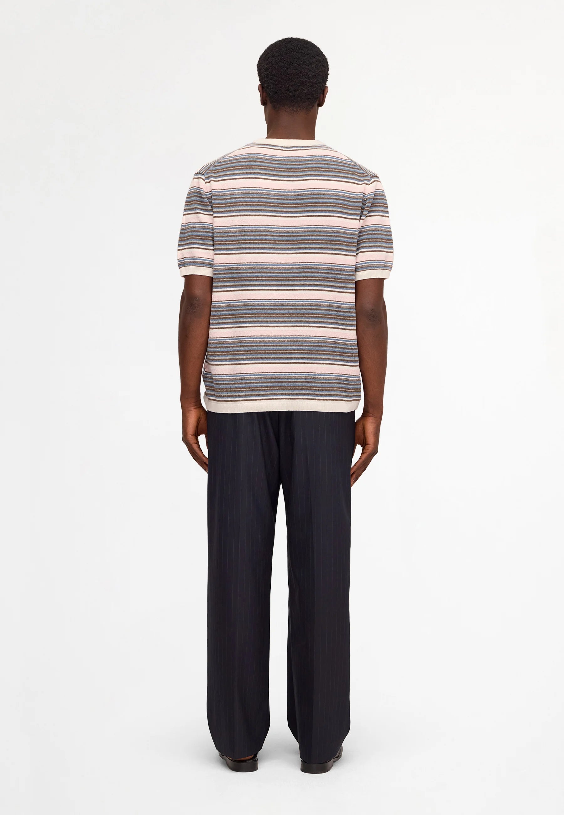 NN.07 Danny 60059 Ultrasoft Chenille Knit T-shirt in Multi Stripe bij Checkpoint Mol