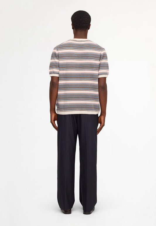 NN.07 Danny 60059 Ultrasoft Chenille Knit T-shirt in Multi Stripe bij Checkpoint Mol