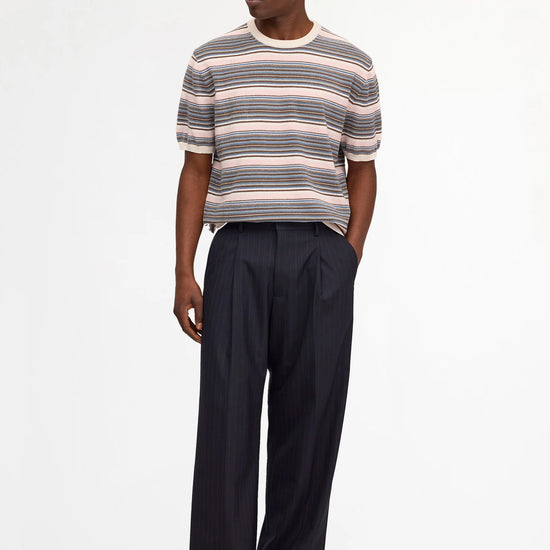 NN.07 Danny 60059 Ultrasoft Chenille Knit T-shirt in Multi Stripe bij Checkpoint Mol