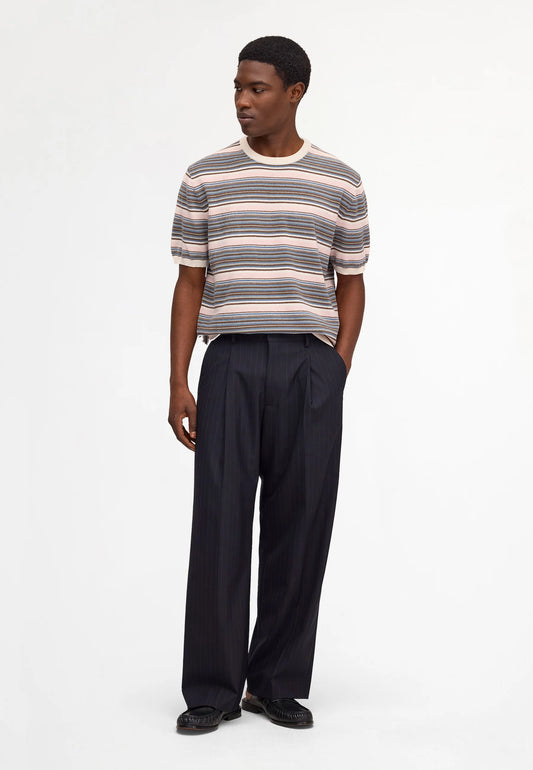 NN.07 Danny 60059 Ultrasoft Chenille Knit T-shirt in Multi Stripe bij Checkpoint Mol