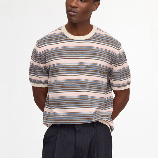 NN.07 Danny 60059 Ultrasoft Chenille Knit T-shirt in Multi Stripe bij Checkpoint Mol