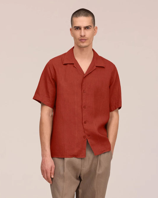 NN.07 Julio 5708 Linen Shirt Sienna Red