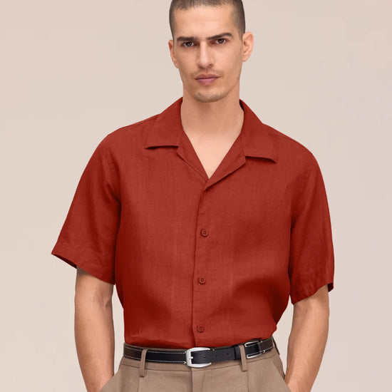 NN.07 Julio linnen shirt in Sienna Heat