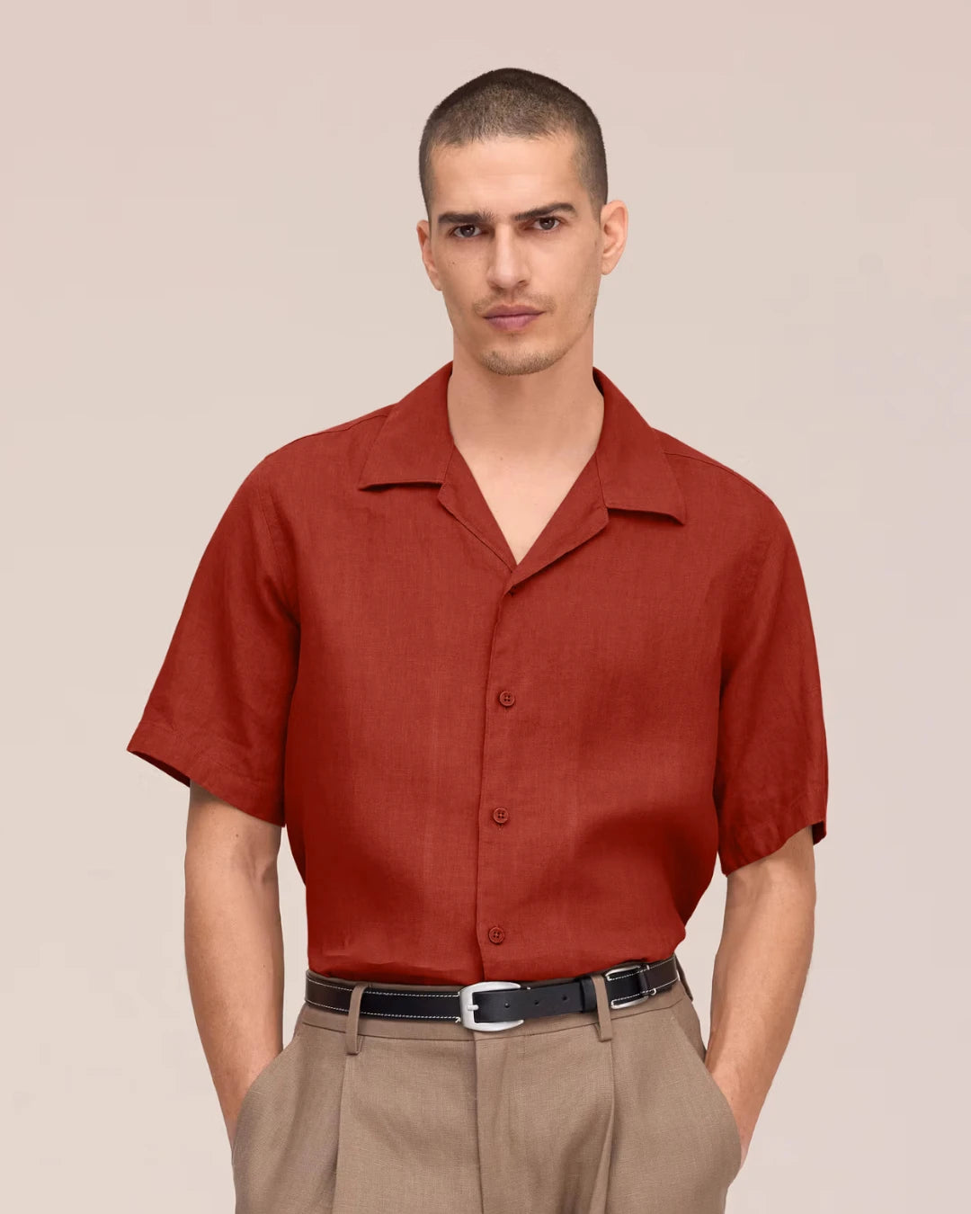 NN.07 Julio linnen shirt in Sienna Heat