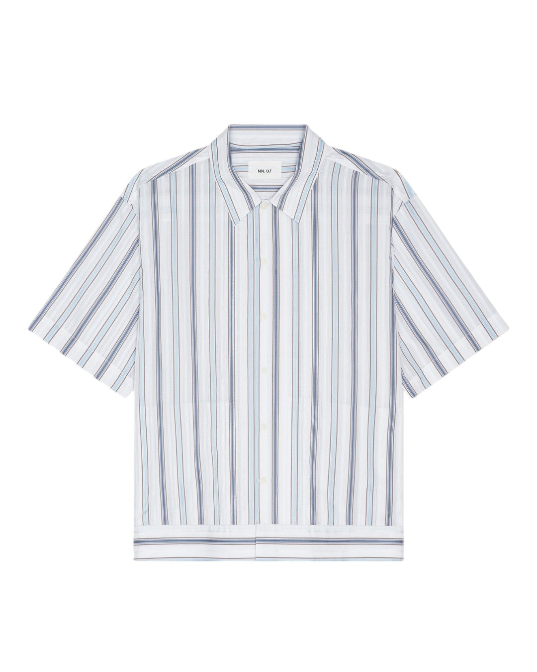 NN.07 Reed SS 50073 Supima Cotton Shirt in Blue Stripe bij Checkpoint Mol