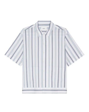NN.07 Reed SS 50073 Supima Cotton Shirt in Blue Stripe bij Checkpoint Mol