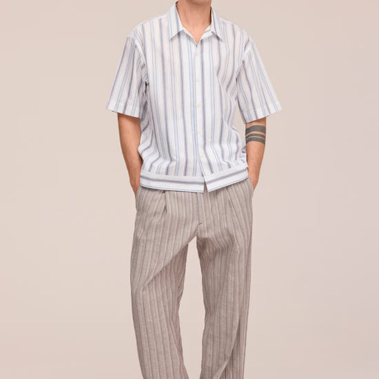 NN.07 Reed SS 50073 Supima Cotton Shirt in Blue Stripe bij Checkpoint Mol2