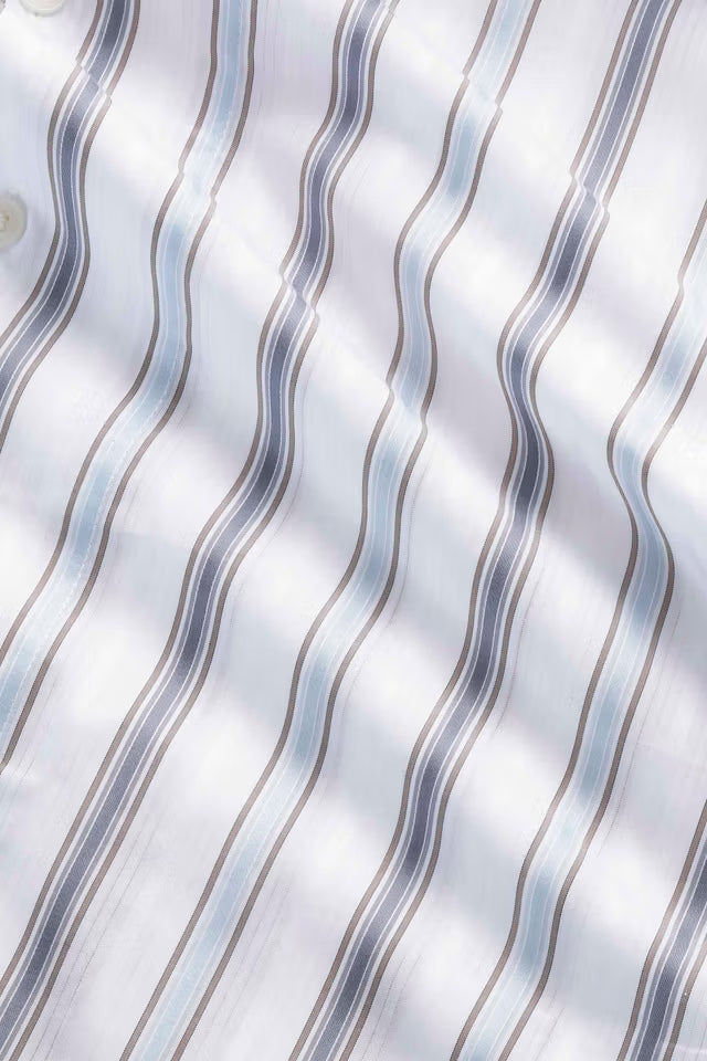 NN.07 Reed SS 50073 Supima Cotton Shirt in Blue Stripe bij Checkpoint Mol