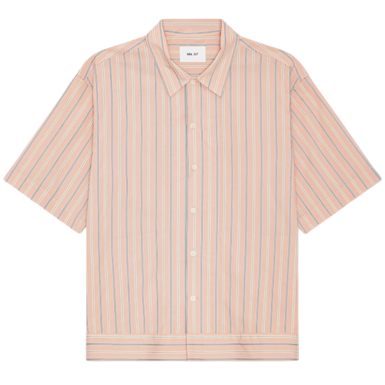 NN.07 Reed SS 50073 Pima Cotton Shirt in Pink Stripe bij Checkpoint Mol