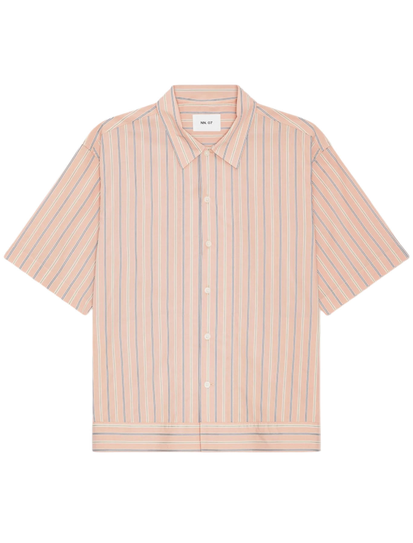 NN.07 Reed SS 50073 Pima Cotton Shirt in Pink Stripe bij Checkpoint Mol