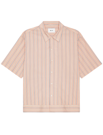 NN.07 Reed SS 50073 Pima Cotton Shirt in Pink Stripe bij Checkpoint Mol