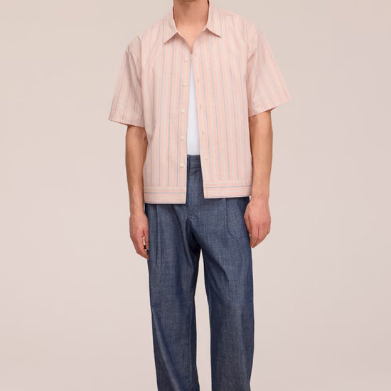 NN.07 Reed SS 50073 Pima Cotton Shirt in Pink Stripe bij Checkpoint Mol4