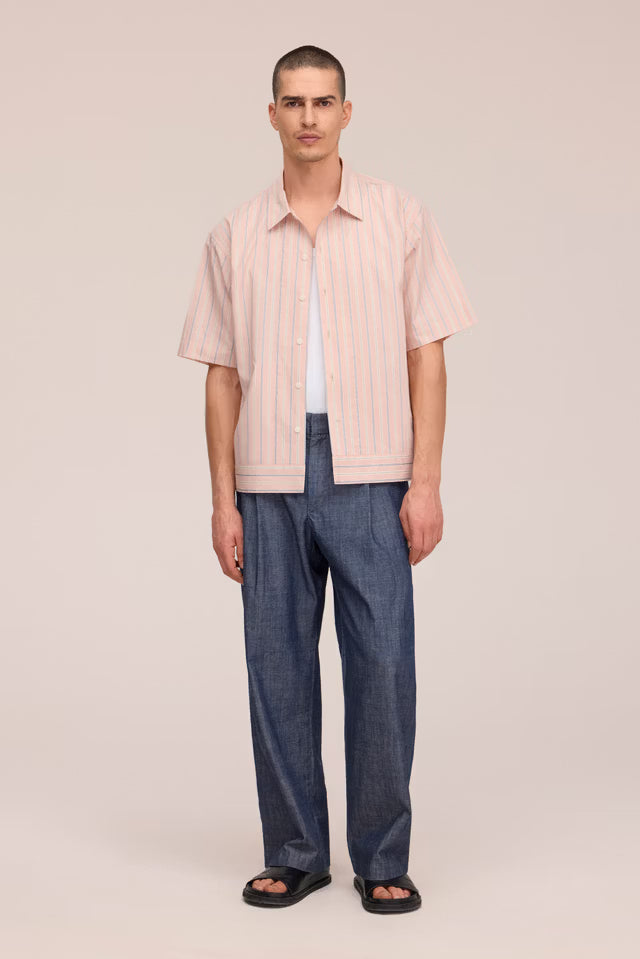 NN.07 Reed SS 50073 Pima Cotton Shirt in Pink Stripe bij Checkpoint Mol4