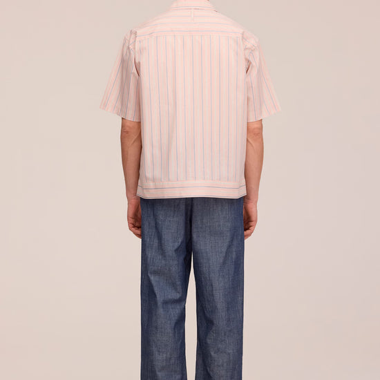 NN.07 Reed SS 50073 Pima Cotton Shirt in Pink Stripe bij Checkpoint Mol2